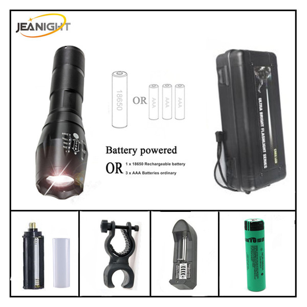 Led flashlight Bright torch CREE XML-T6 LED Flashlight 5 lighting Modes 4000 lumens Zoom LED torch use 18650 battery