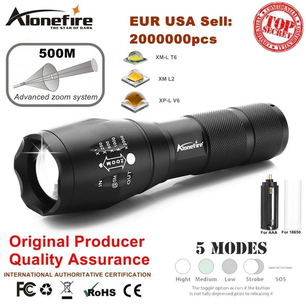 AloneFire E17 led flashlight 5000 Lumens Flashlight LED CREE XP-L V6 Torch Zoomable Flash Light Lamp Lighting For 18650 battery