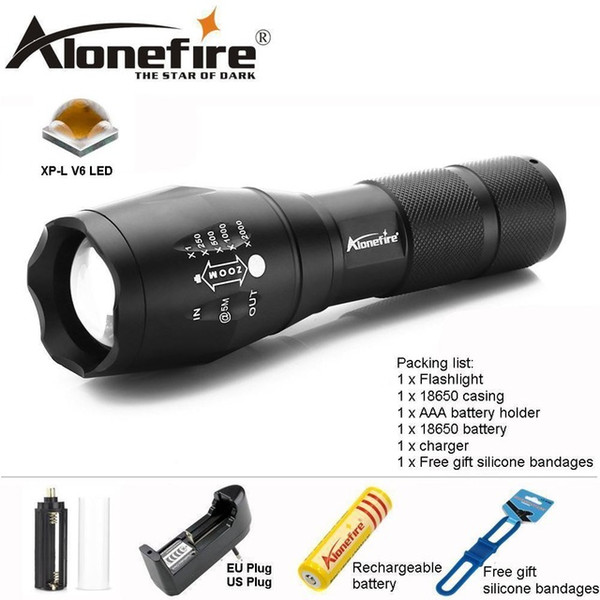 AloneFire E17 led flashlight 9000 Lumens Flashlight LED CREE XP-L V6 Torch Zoomable Flash Light Lamp Lighting For 18650 battery set