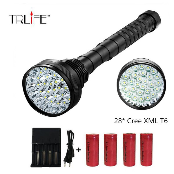 28xCree XML-T6 Portable Super Bright Tactical Flashlight,High 50000 Lumens Spotlight Searchlight Indoor/Outdoor With 4pcs*26650