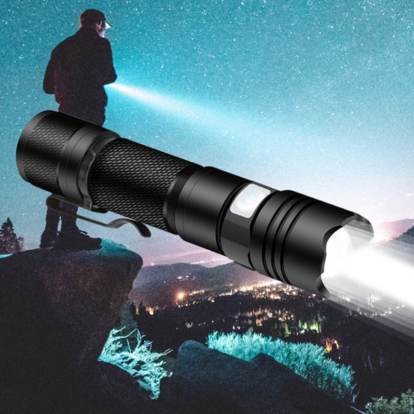 10w 800lm Mini Portable 5 Mode LED Dimmable Flashlight Flashlight Adjustable Focus Zoom Light Bulb Black