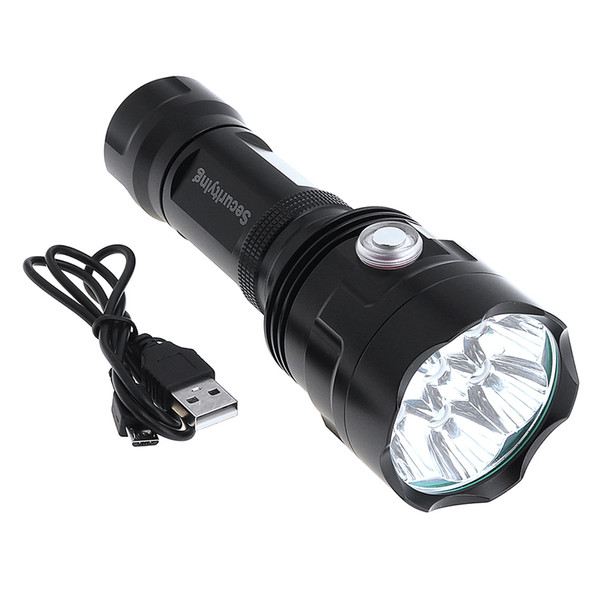 SecurityIng Super Bright 7x XM-L T6 LED 3800Lumens Waterproof Flashlight Torch with 6 Modes Light Support USB Charging LEF_S0Y