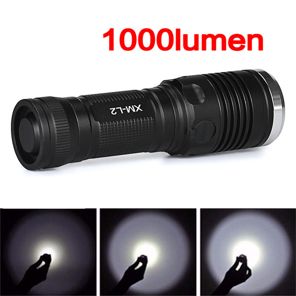 SKYWOLFEYE L207 Waterproof 1000LM L2 T6 LED Light Zoomable Flash Torch Lamp with 4 Modes for Hiking / Trip / Camping LEF_21J