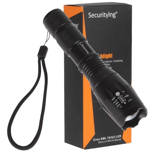 SecurityIng SF09 600 Lumens XM-L T6 LED Adjustable Focus 5 Modes Flashlight LEF_077