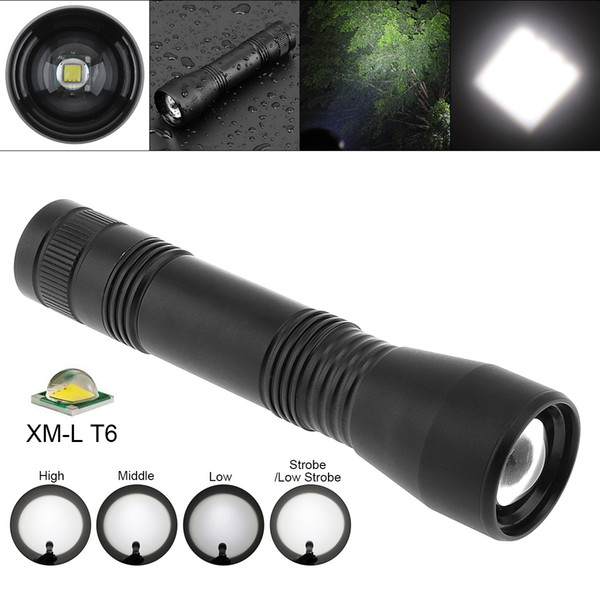 CT1 Super Bright XML T6 LED 1000 Lumens Aluminum Alloy Waterproof Zoomable Flashlight with 5 Modes Lights for Outdoor Fishing LEF_71N