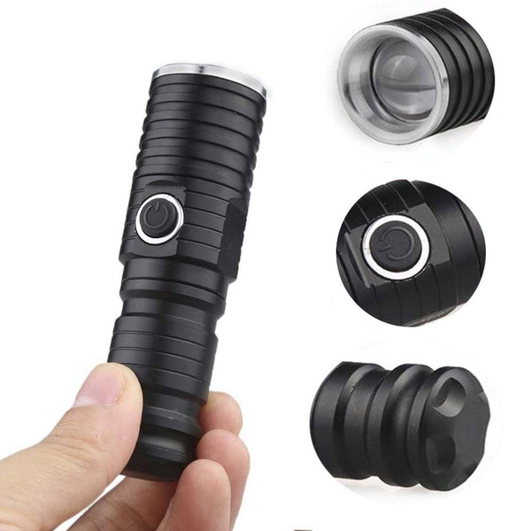 SKYWOLFEYE Focus CREE XML T6 LED CR123A 3 Modes 500LM Outdoor Zoomable Flashlight Rechargeable Camping Light LEF_70C