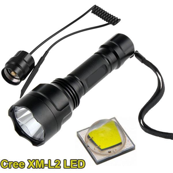 Hunting Flashlight Cree XM-L2 U2 LED lanterna Torch 1 mode C8 Flashlight Torch with Remote Pressure Switch lanterna