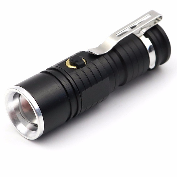 Mini CREE Q5 Portable 16340 Flashlight Torch rechargeable zoom flashlight Focusable Zoomable lamp LED Torch penlight