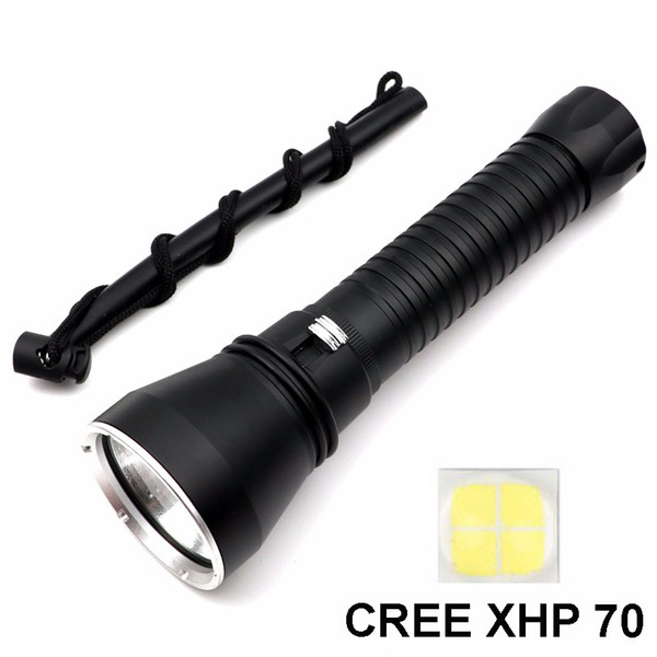 Professional Dive 100M CREE XHP70 Diving Flashlight torch 3500 lumens dimming high power Outdoor underwater diving light lamp