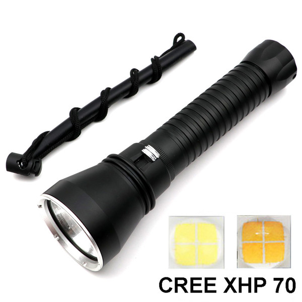 2017 New LED Diving Flashlight CREE XHP70 Underwater 100 Meters 3500 lumens Waterproof Scuba Torch 26650 18650 diving light lamp