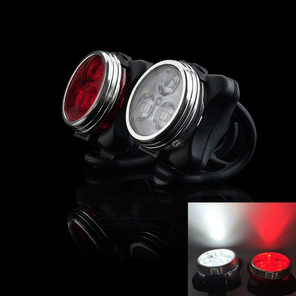 USB Rechargeable Bike Front Light Head Flash Torch + Night Rear Tail Flashlight Warning Cycling 3 LED Lamp