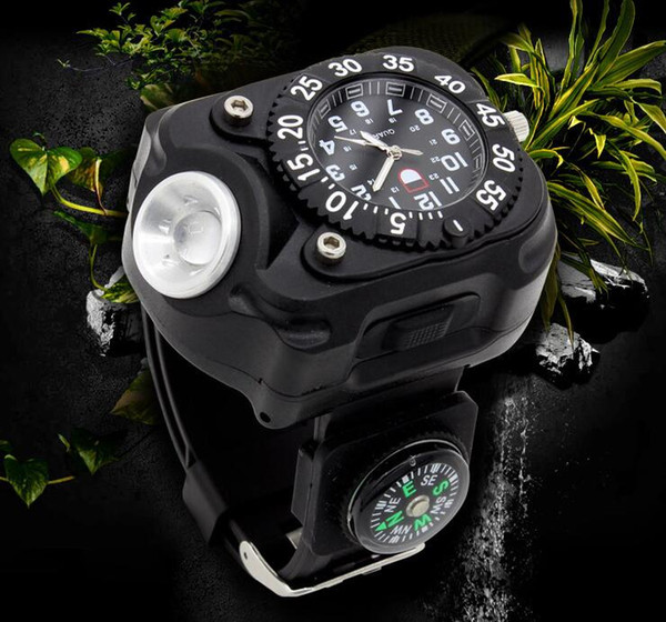 Newest Design Wrist Watch flashlight toech Rechargeable flashlight torch handy flashlight torch with Compass camping light