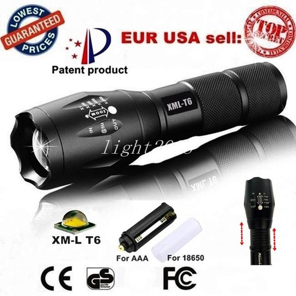 E17 CREE XML T6 3800Lumens High Power LED Torches Zoomable Tactical LED Flashlights torch light for 3xAAA or 1x18650 battery