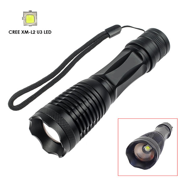 Adjust Focus Flashlight E6 XM-L2 U3 5-MODE 1200LM LED Flashlight Zoom Torch For 3xAAA/1x18650