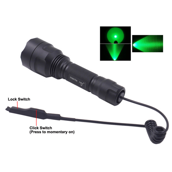 Hunting torch Outdoor C8 Aluminum Rechargeable Green Light LED Flashlight with dual mode remote switch