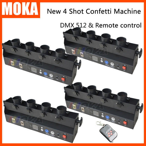 4pcs/lot 4 Head Confetti Cannon DMX 512 remote control Confetti Shooter for Party Stage Club Special Effect