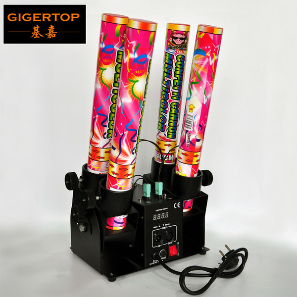 Cost-efficient Protable 4-shot Electrical Confetti Machine DMX512 Jet 6-8 Meter Height with LCD Display Effect Confetti CE Certificate