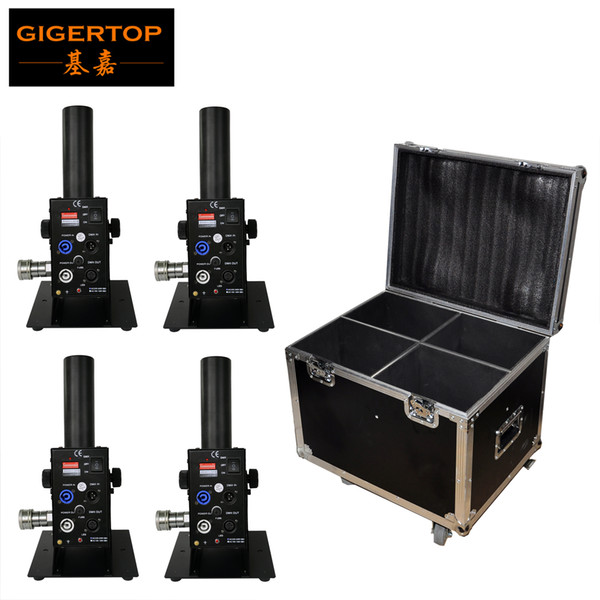 4IN1 Stackable Flightcase Pack Swing Multi Angle Stage Co2 Jet Machine Manual Adjust Spray Direction 110V/220V Manual/DMX512 Control