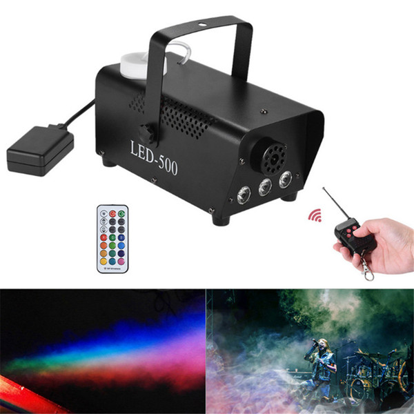 AUCD Mini 500W Wireless Remote Change RGB LED Color Portable Smoke Fog Machine for Stage Light Effect Smoke-IR500