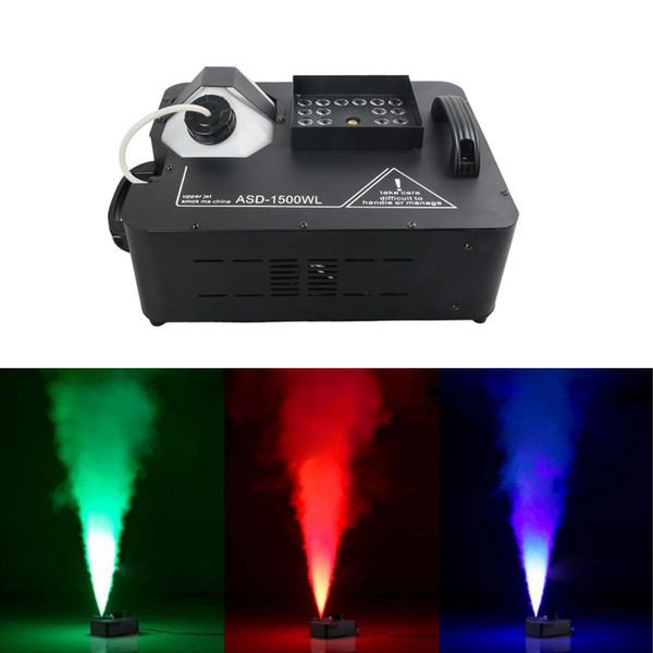 AUCD 1500W RGB LED DMX Control Color Fog Smoke Machine Remote Fogging Machines for Stage Light Home Party Wedding Effect ASD-1500WL