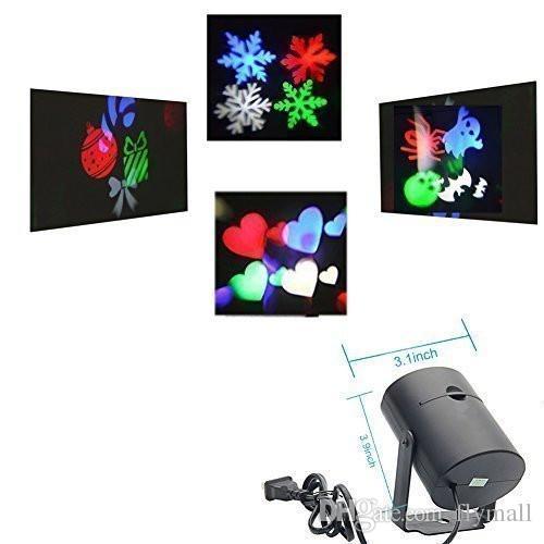 Wall Laser Light 4 pattens Card Lamp Led Projector Lights Snowflake Heart-shaped Candy shaped Skull for Halloween Christmas Decoration Light