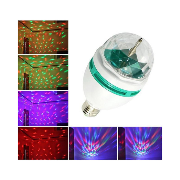 Best LED Crystal Stage Light Auto Rotating Stage Effect DJ lamp mini Stage Light Bulb 3W E27 RGB lighting Full Color With Retail package