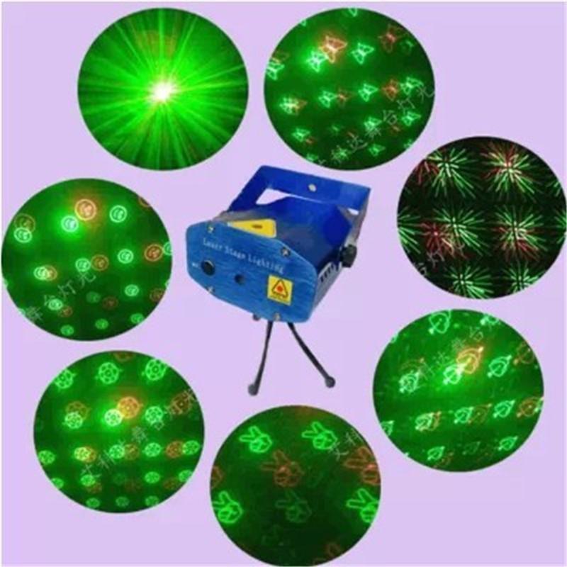 Newest Laser Lighting 24 Styles 6 in 1 Stage Light Voice Control Stage Retail Box Laser Light Mini Laser Lighting 110V-240V Free Shipping