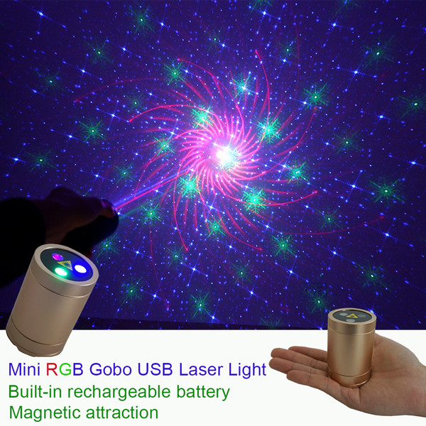 Sharelife Mini Portable RGB Gobos Laser USB Light Built-in 1200MA Battery Magnetic Attraction for Home Party DJ Gig Stage Lighting DP4-RGB