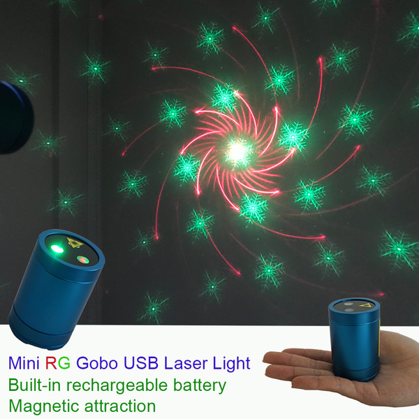 Sharelife Mini Portable RG Gobos Laser USB Light Built-in 1200MA Battery Magnetic Attraction for Home Party DJ Gig Stage Lighting DP4-RG