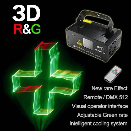 Mini 250mw Red Green Mixed Yellow 3D DMX 512 Remote Sound Projector Stage Equipment Light DJ KTV Show Holiday Laser Lighting TDM-RGY250