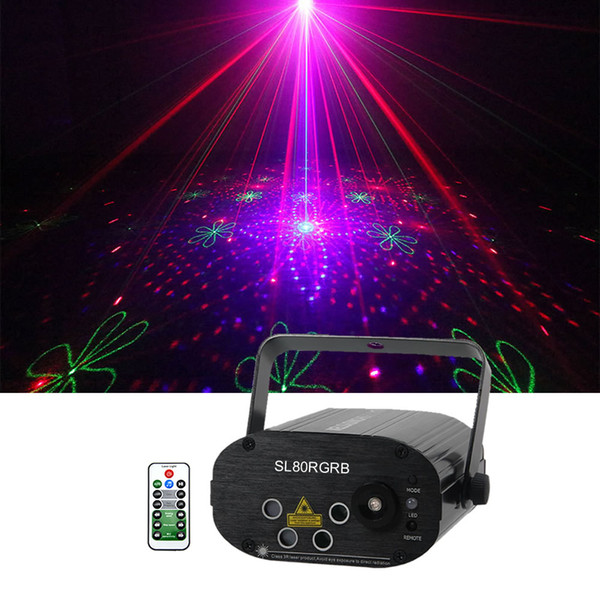 Mini 5 Len 80 RGB Red Green Blue Patterns Projector Laser Equipment Light 3W Blue LED Mix Effect DJ KTV Show Holiday Stage Lighting SL80RGB