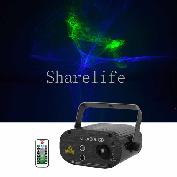 Sharelife Mini Green Blue Hypnotic Aurora DJ Laser Light Mix Blue LED Remote Control Home Gig Party Show Stage Lighting SL200GB