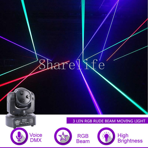 Sharelife Mini 3 Lens RGB Shark Moving Rude Beam DMX Laser Light Professional Home Gig Party DJ Stage Lighting Sound Auto H-1D