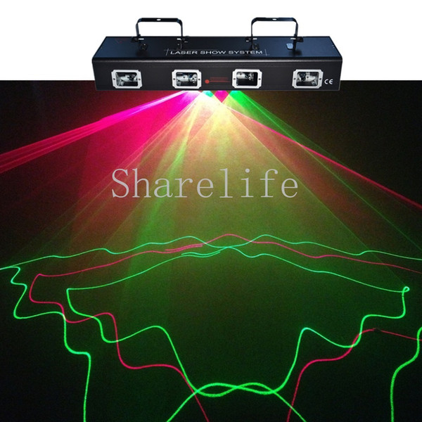 Sharelife 4 Lens Red Green Beam Effect DMX Master-Slave Pattern Laser Light Home Gig Party DJ Stage Lighting Sound Auto 505RG