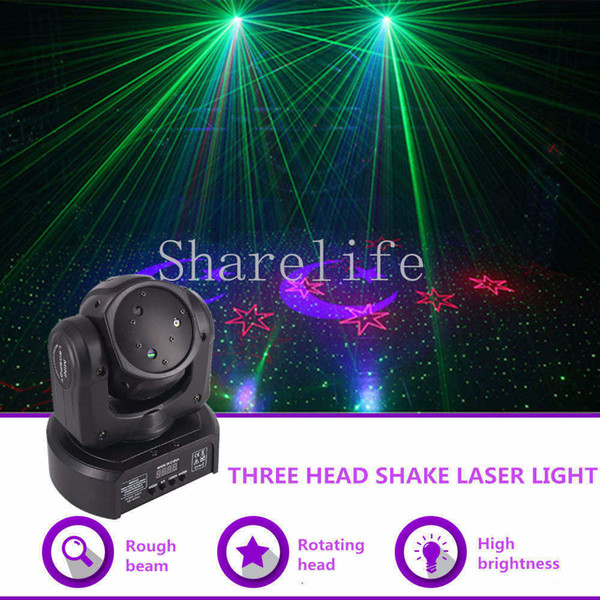 Sharelife Mini 3 Head RGB Shark Moving Star Moon Effect DMX Laser Light Home Gig Party DJ Stage Lighting Sound Auto 3HP