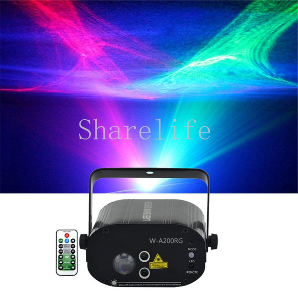 Sharelife Mini Red Green Hypnotic Aurora DJ Laser Light Mixed RGB LED Remote Control Home Gig Party Show Stage Lighting W-200RG