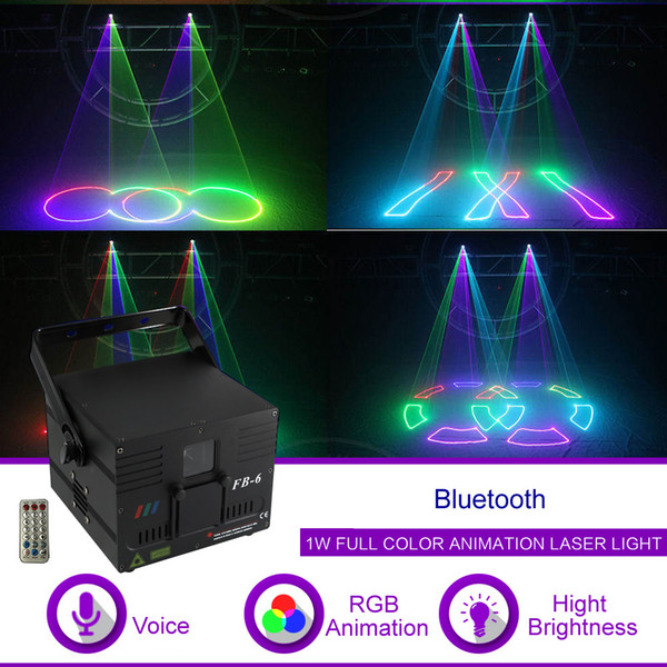 1W DMX512 ILDA Bluetooth RGB Animation Beam Pattern Laser Projector Light DJ Party Show Gig Nightclub Professional Stage Lighting FB6-APP