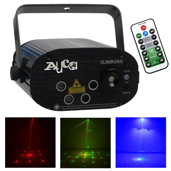 AUCD Mini Remote 5 Lens 96 Patterns RGB 4 Laser GREEN LED Mix Effects Stage Lighting Club Home Party Show Lights Xmas SL96RGRG