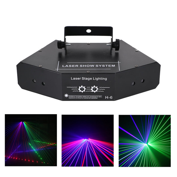 AUCD DJ 6 Lens RGB Beam Network Wondeful DMX Laser Stage Lighting Home Wedding Holiday Party Show Projector Light Effect A-X6