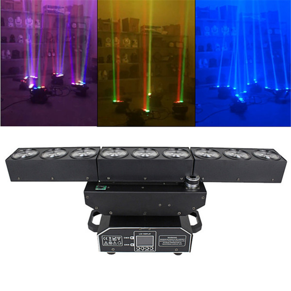 AUCD 9X10W RGBW Color LED Deformation Matrix Lights Three Rows Infinite Rotating 15/20/47 CH DMX DJ Party Show KTV Stage Lighting TZ-M62