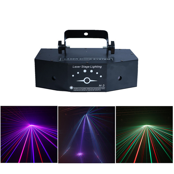 AUCD 3 Lens RGB Full Color Scanning Beam Laser Lamp Lights DMX Sound AUTO Projector DJ Party Home Show Stage Lighting H-3