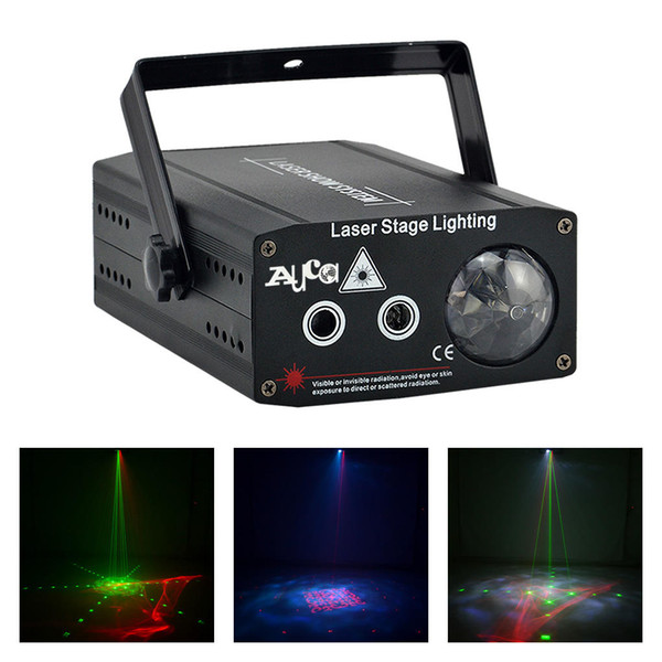 AUCD 2 Len Red Green Gobos Laser Light Mixed Blue LED Water Wave Aurora Effect Lamp Home Party KTV DJ Show Stage Lighting DJ-512