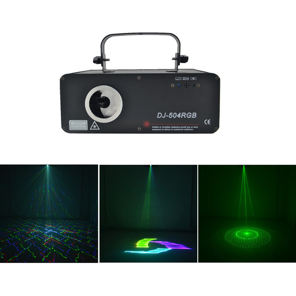 AUCD 500mW 5 In 1 RGB 3D Network Laser Program Source 13 CH DMX Projector Stage Lighting PRO DJ Show KTV Scanner Light DJ-504RGB