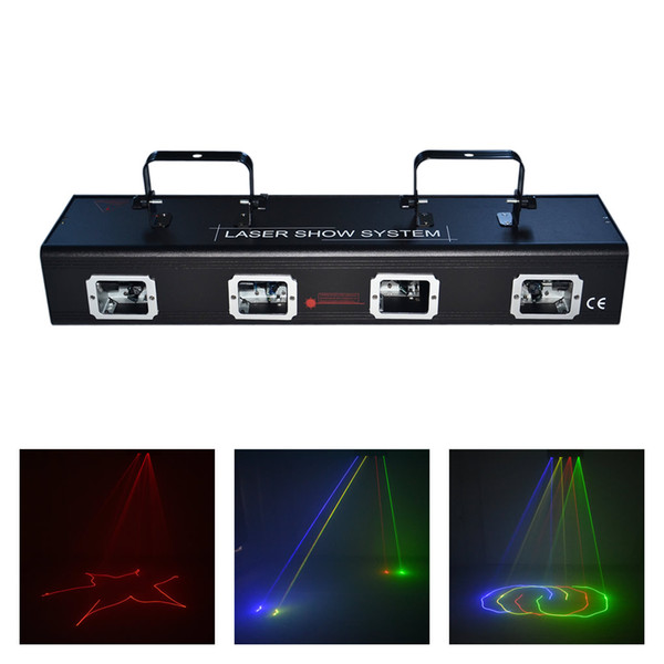 AUCD 4 Lens RGBY Red Green Blue Yellow Laser Diode 9 CH DMX 512 Scanner Lights PRO DJ Disco Stage Lighting DJ-505RGBY