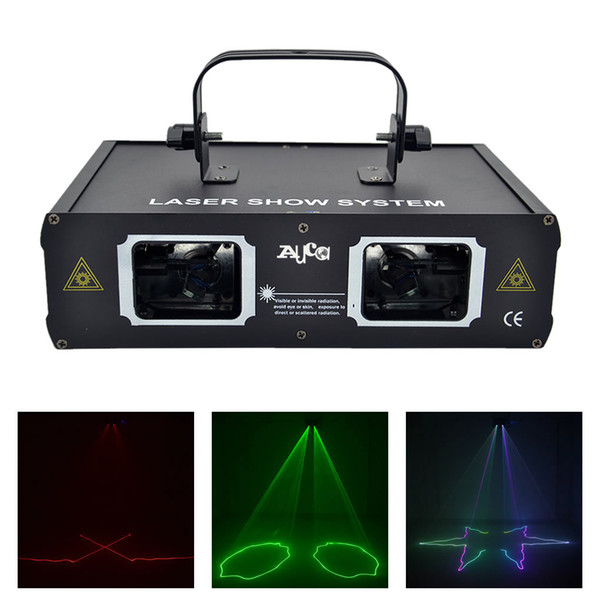 AUCD 2 Lens Scan Red Green Blue RGB Beam Pattern Laser Lights DMX 9CH DJ Party Bar Holiday Wedding Show Stage Lighting DJ-506RGB