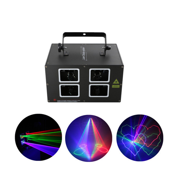 AUCD 4 Lens 500mw DMX RGB Beam Lamp Scan Projector Laser Lights LED DJ Party Nightclub Pro KTV Wedding Show Stage Lighting DJ-4L