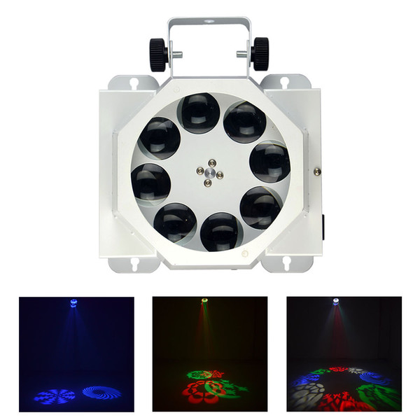 AUCD 8 Lens RGBW LED Patterns Rotating Projector DMX Stage Lighting Moving DJ Disco Home Club Holiday Party Lights LE-8EG