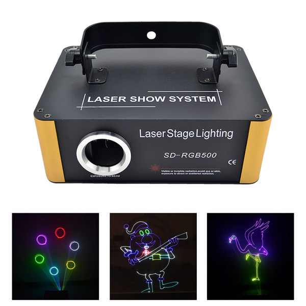 AUCD 500mW RGB Laser Small SD Card Program DMX Animation Projector Stage Lighting PRO DJ Show Scanner Light SD-RGB500