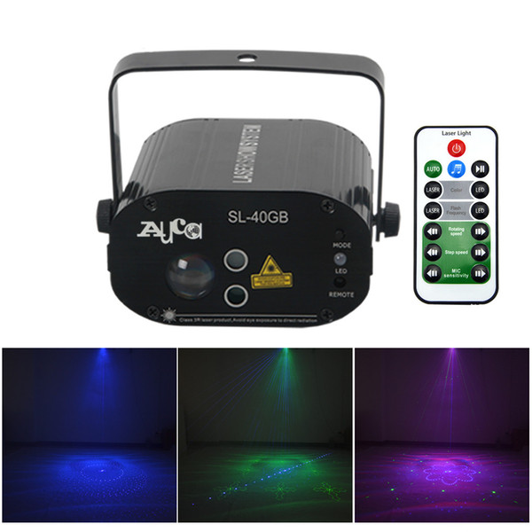 AUCD Mini AC110-240V Green Blue LED Lights IR Remote Voice Control Holiday Decoration DJ Party Projector Machine Laser Stage Lighting W-40GB