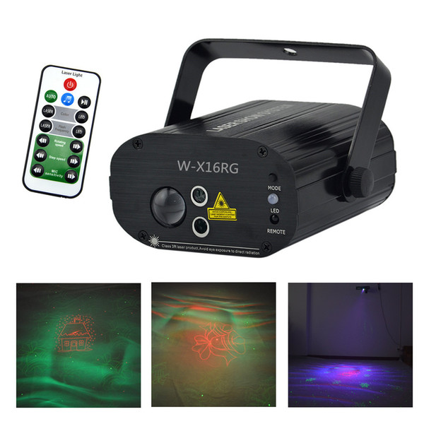 AUCD Mini Remote 16 Christmas Patterns RG Laser Water Galaxy RGB LED Projector Light Party DJ Home Show Stage Lighting W-X16RG